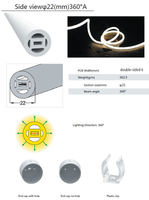 Tubo LED in silicone da 22 mm flessibile a 360 gradi per illuminazione decorativa