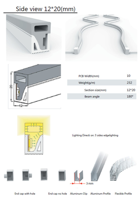 Metropolitana impermeabile del silicone di IP65 IP67 LED per illuminazione di striscia al neon 12×20mm