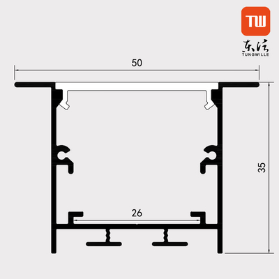 Profilo sospeso anodizzato del LED, striscia 50 x 35mm di superficie d'argento della luce LED di profilo