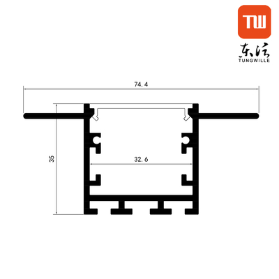 74 * 35mm Cartongesso LED Profilo architettonico Gesso da incasso a parete lineare