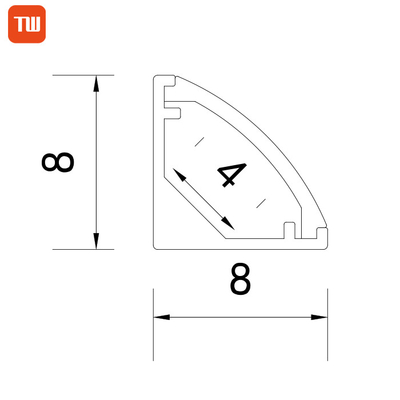 Profilo in alluminio a LED montato ad angolo con luce da cucina a forma di V a forma di canale a LED ad angolo da 8 * 8 mm