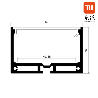 6063 T3 Profilo in alluminio a luce di striscia a led quadrato per illuminazione domestica