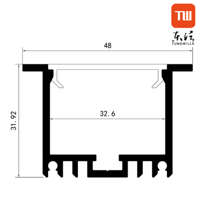 Alloy 6063 Incasso a Parete Sospensione Led Alluminio Canale 48x32mm