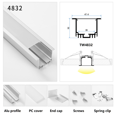 Silver Dissipatore di Calore da Incasso a Led Profilo in Alluminio Canale per Armadietto Luminoso