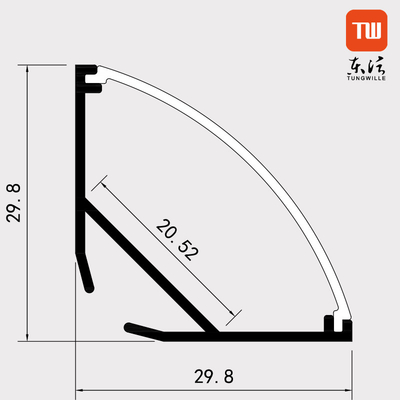 Manica di alluminio d'angolo 30mm bianco della striscia del LED per l'ufficio del guardaroba
