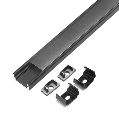 U modella il materiale montato di superficie nero della lega di alluminio di profilo del LED per la striscia del LED