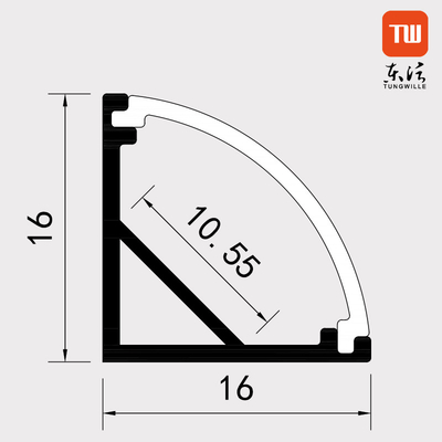 Profili nero dell'angolo LED materiale della lega di alluminio di 16MM x di 16MM per la striscia del LED